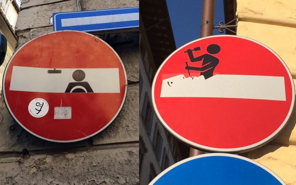 Road and street signs from Florence